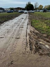 muddy field at Cotswold Christmas Fair